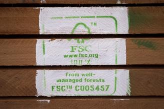 FSC logo on wood